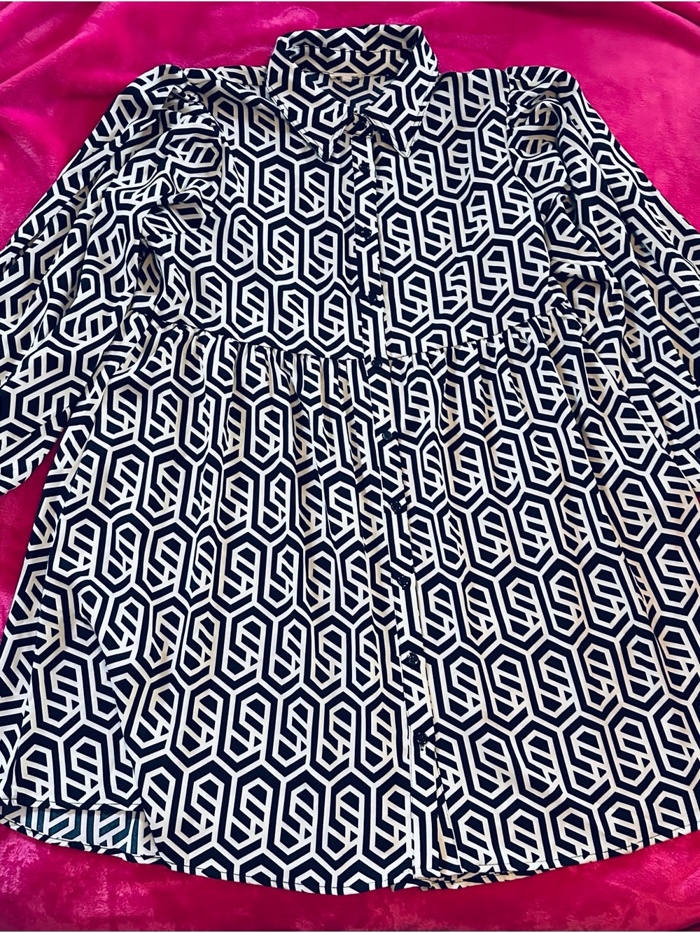 Jodifl Medium Black & White Geometric Women’s Dress
